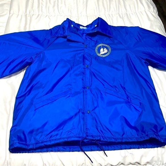 Vintage Snap Button Sports Jacket XL Blue Work Jacket 70’s 80’s 90’s - Picture 1 of 9